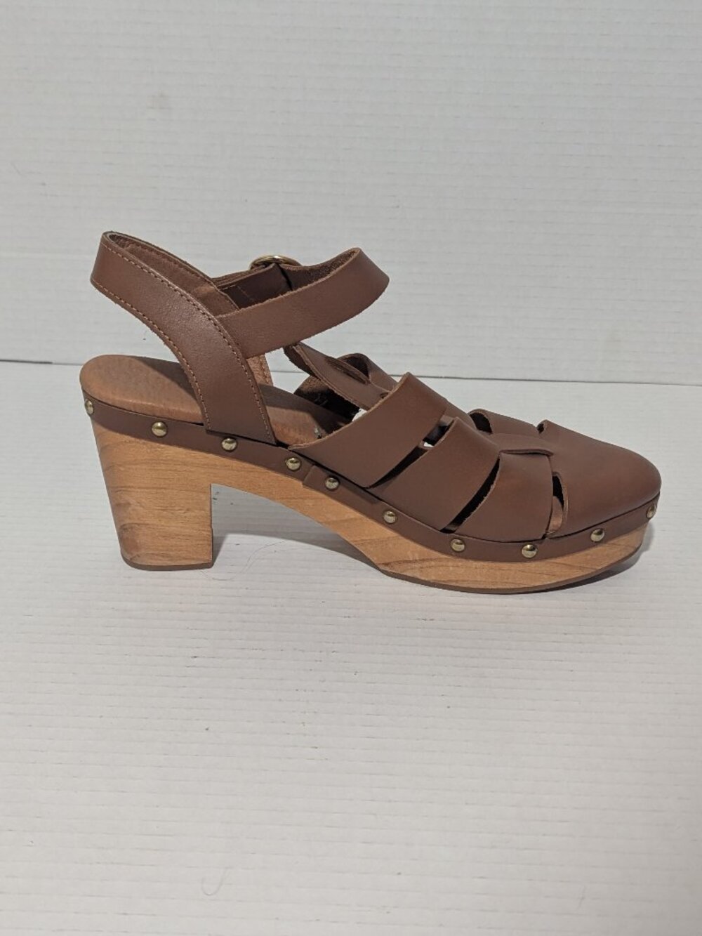 Anthropologie Pilcro Fisherman Clog Heels 8.5 Leather Retro Boho Shoes - Picture 3 of 11